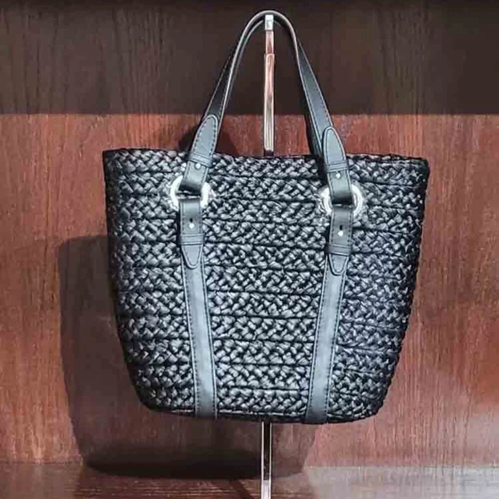 NWT- Helen Kaminski Pinimil S Bridle – Raffia Tote Bag – Charcoal/Black(#800) - Picture 3 of 5